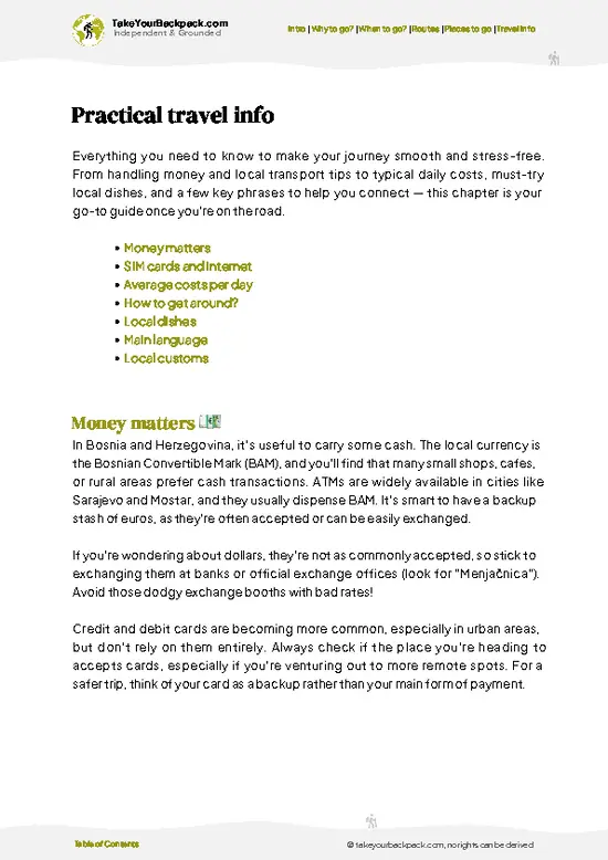 example page 7 from our offline Travel Guide for Bosnia and Herzegovina